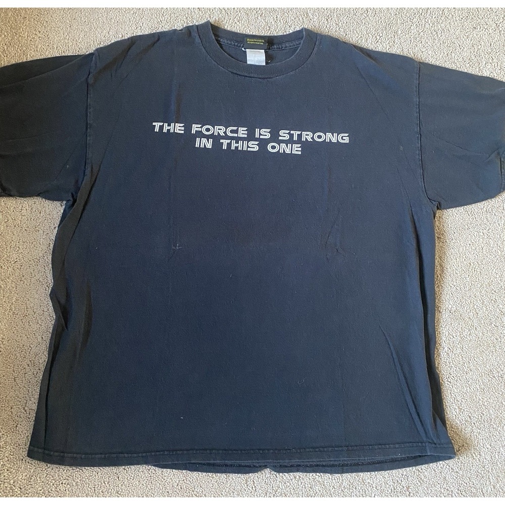 Vintage Star Wars The Force Is Strong T Shirt Mens XL Extra Large Black Y2K